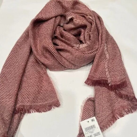 INC International Concepts Women's Two-Tone Shine Wrap Scarf Wine Red New - Picture 4 of 4